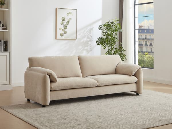 Vente-unique - 3-sits tygsoffa i beige OPRALIO