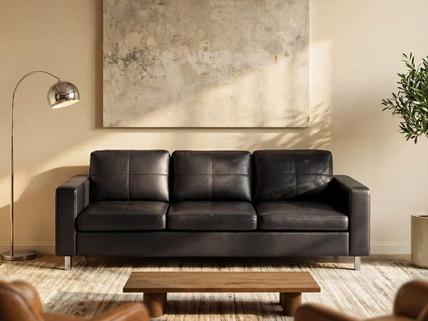 Vente-unique - 3-sitssoffa svart konstläder ACKLEY