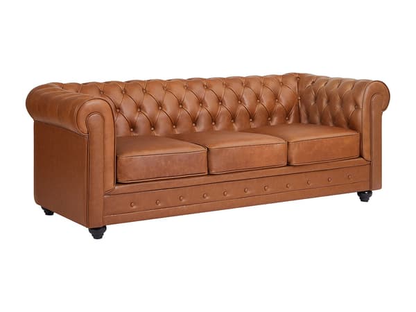 Vente-unique - Chesterfield 3-sits soffa i ljusgrått tyg CRONEL