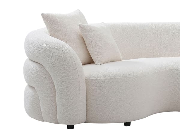 Vente-unique - Vänstervänd soffa i vit bouclé-tyg LAPIOTA från Maison Céphy