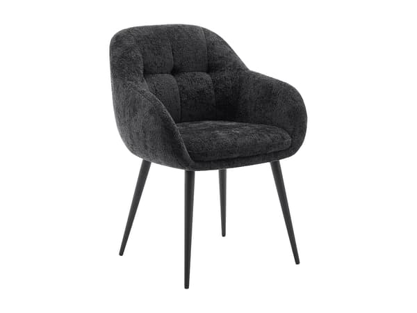 Vente-unique - Set med 6 stolar med armstöd i texturerat tyg och metall – Svart – LASSANDRA