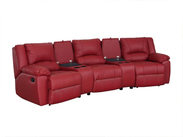 Vente-unique - 3-sits reclinersoffa i röd läder AROMA