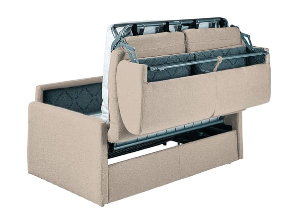 Vente-unique - 3-sits bäddsoffa express i beige tyg – Sovbredd 140 cm – Madrass 18 cm CALIFE