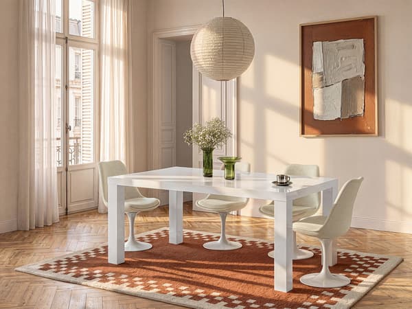 Vente-unique - Matbord MONICA - 6 personer - vitlackerad MDF
