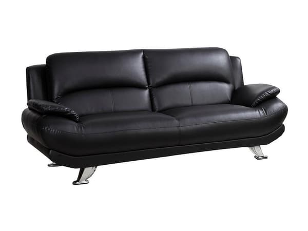 Vente-unique - 3-sits soffa i läderimitation MUSKO - Svart