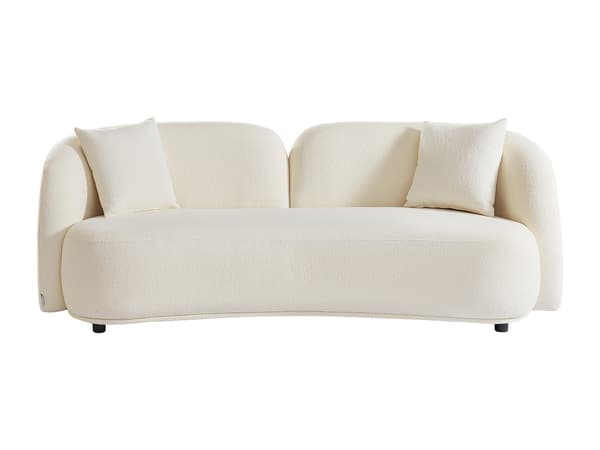 Vente-unique - 3-sits soffa i vit bouclé-tyg LINORIA