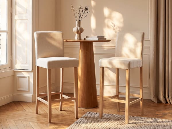 Vente-unique - Set med 2 barstolar i beige tyg  ROVIGO