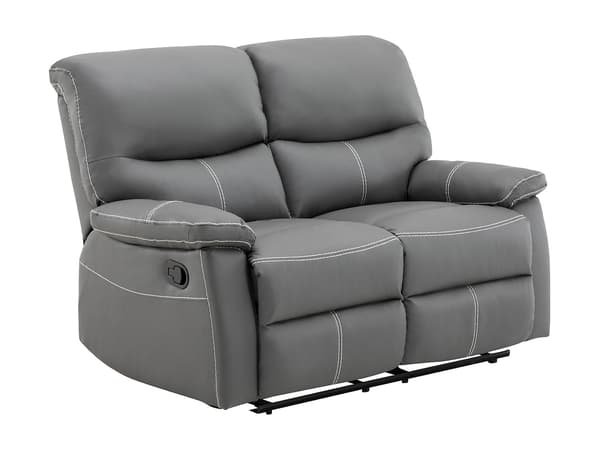 Vente-unique - 2-sits reclinersoffa i grå läderimitation CANBY
