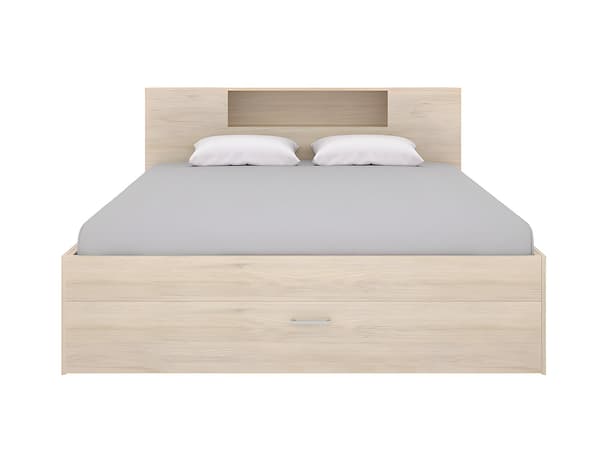 Vente-unique - Sängram med förvaring - 140 x 190 cm - Natur + sängram - LEANDRE