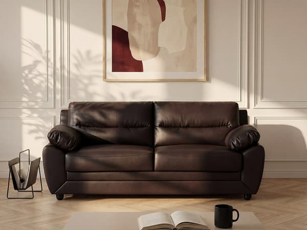 Vente-unique - 3-sitssoffa i läderimitation MANOA - Brun