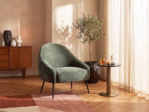 Vente-unique - RIBEDI grön texturerad tygfåtölj