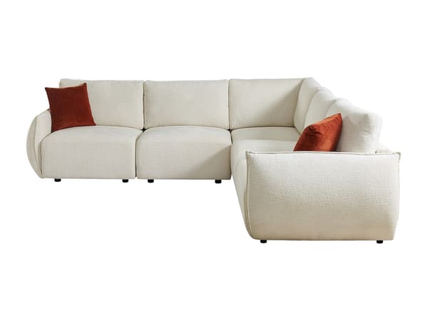 Vente-unique - Hörnssoffa i beige chenilletyg OCTAVINE