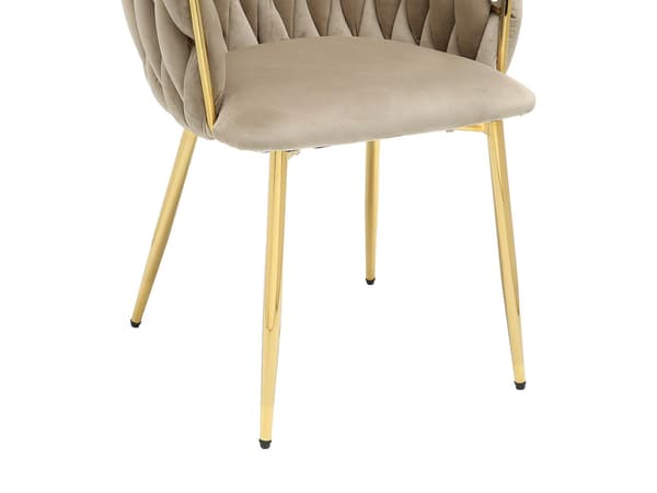 Vente-unique - Set med 2 sammetsstolar med förgylld metall - Beige - ELEGANO