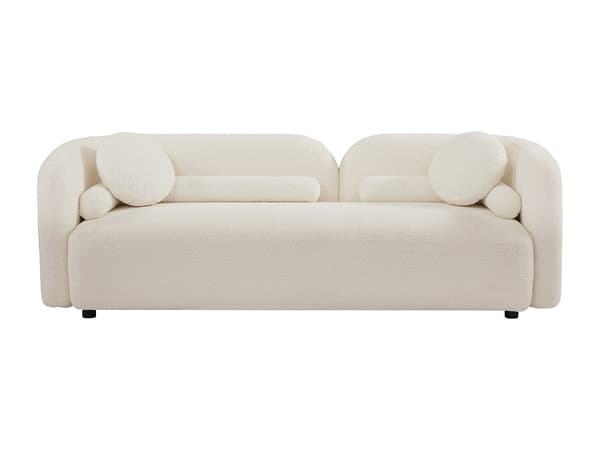 Vente-unique - Soffa 3 platser i bouclétyg - Bruten vit CLODECA