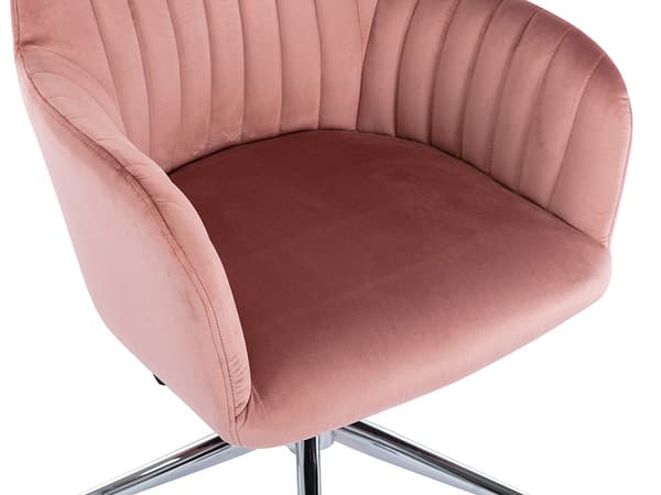 Vente-unique - Justerbar kontorsstol rosa sammet och silver ELEANA