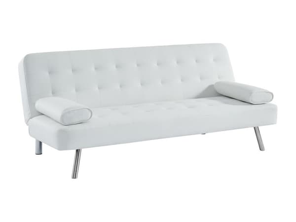 Vente-unique - Bäddsoffa klick-klack i läderimitation MICHELLE II - Vit