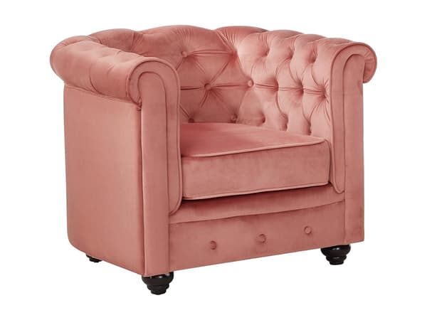 Vente-unique - Fåtölj CHESTERFIELD - Pastellrosa sammet