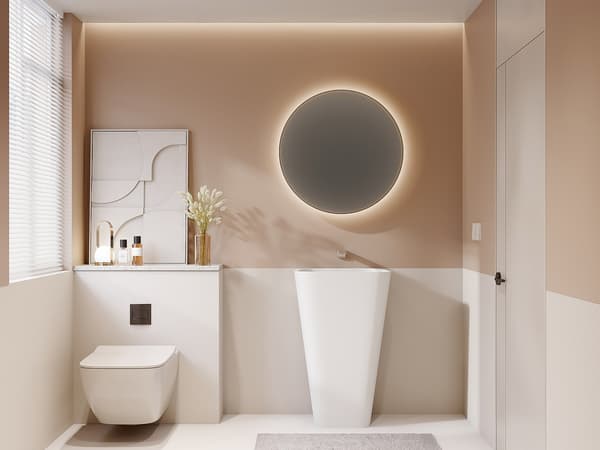 Vente-unique - Rektangulär golvstående tvättställ i solid surface - Vit - TILICHO