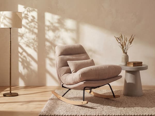 Vente-unique - Gungstol taupe tyg RELIACO
