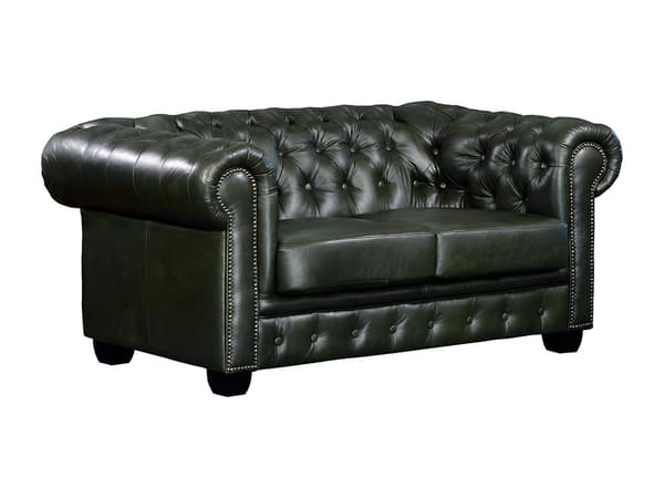 Vente-unique - Chesterfieldsoffa 2-sits BRENTON i 100% buffelläder - Imperialgrön
