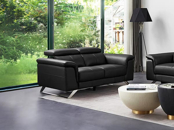 Vente-unique - 2-sits soffa i svart kalvläder BREYT II