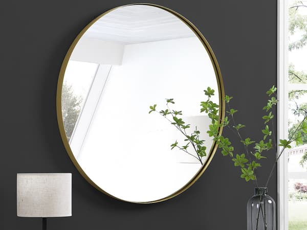 Vente-unique - Rund väggspegel guldfärgadfärgad metall 80 cm JAFFREL