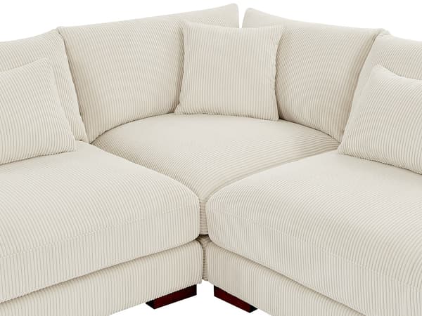 Vente-unique - Stor u-formad soffa beige manchester SPERONE