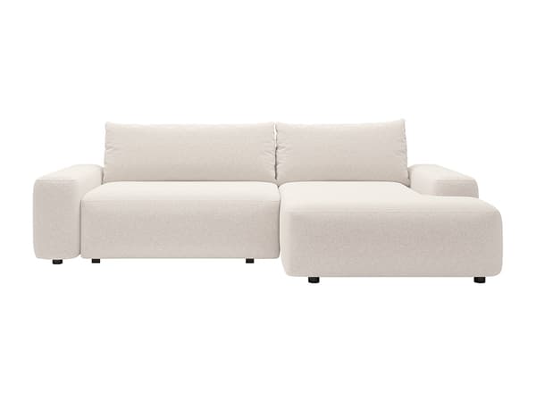 Vente-unique - Bäddsoffa högerställd i krämvit  texturerat tyg  DAVISO