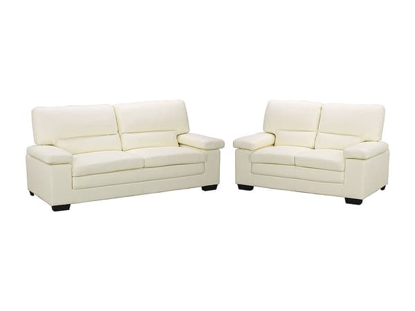 Vente-unique - 3-sitssoffa och 2-sitssoffa i elfenbensvitt buffelskinn MIMAS II
