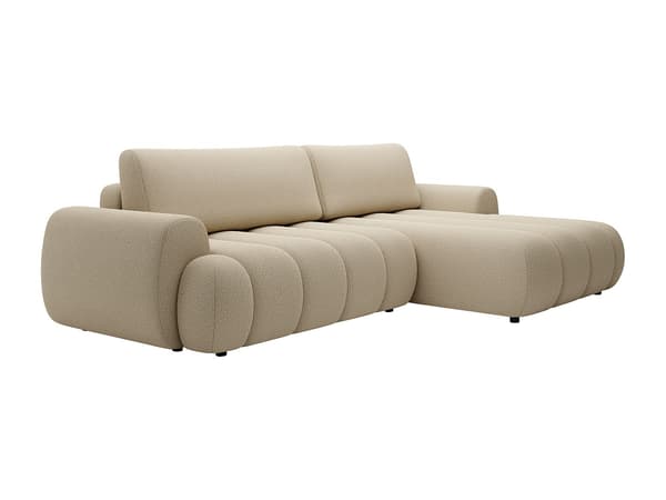 Vente-unique - Hörnbäddsoffa högerställd beige tyg FRIDORA