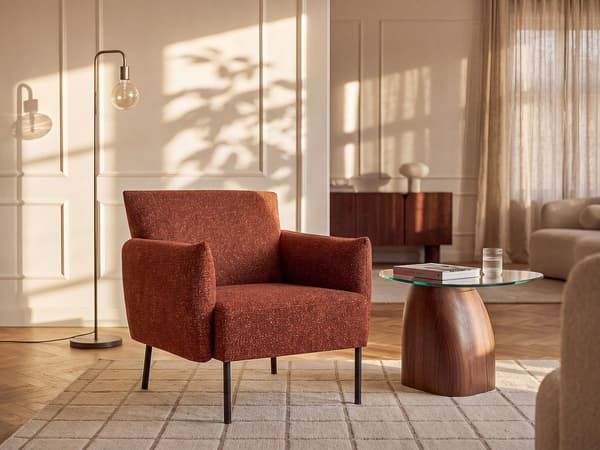 Vente-unique - Fåtölj i texturerat terrakottafärgat tyg GERALDIA