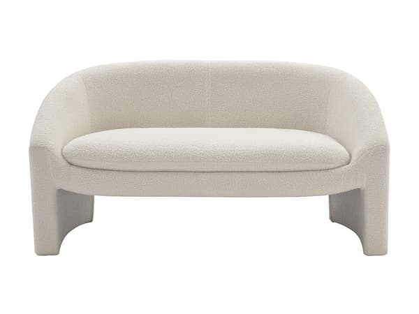 Vente-unique - OSSANA 2-sits soffa och fåtölj i vitt bouclétyg