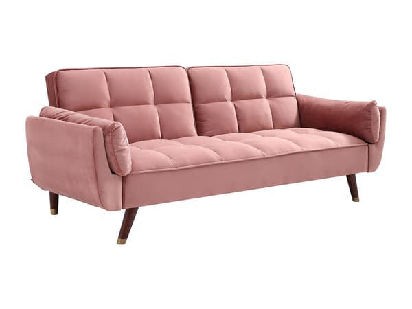 Vente-unique - 3-sits soffa med bäddsoffa i rosa sammet GULCAN