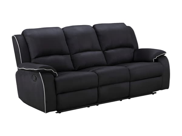 Vente-unique - 3-sits reclinersoffa i mikrofiber HERNANI - Svart