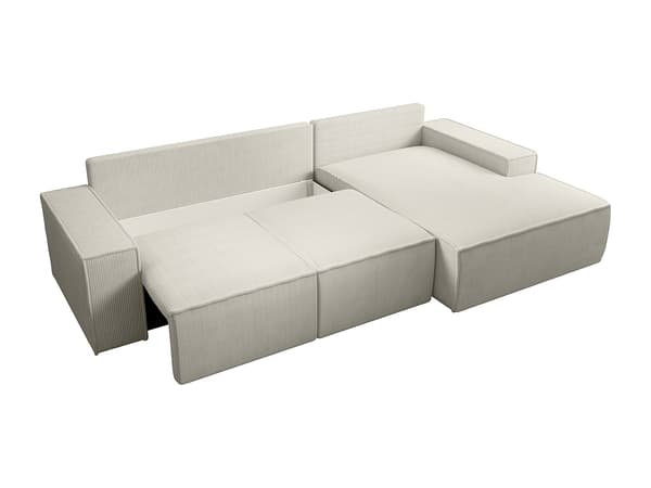 Vente-unique - Stor bäddsoffa högerställd beige manchester AMELIA