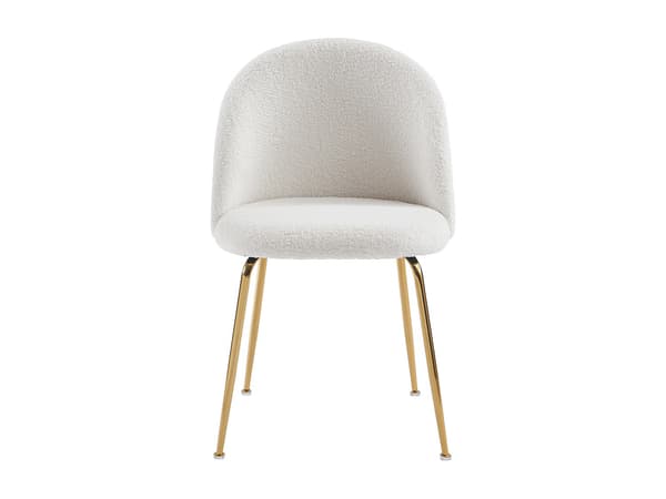 Vente-unique - Set med 2 stolar - Bouclétyg och guldfärgat rostfritt stål - Vit - MELBOURNE