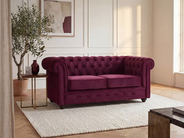 Vente-unique - 2-sitssoffa CHESTERFIELD - Lila sammet