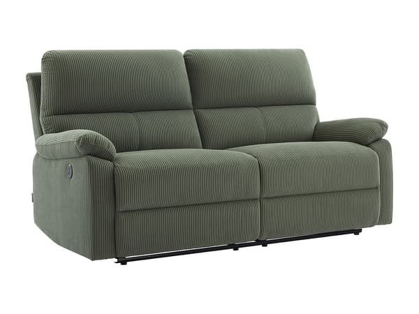 Vente-unique - 3-sitts elektrisk reclinersoffa i grön manchester LUNANO