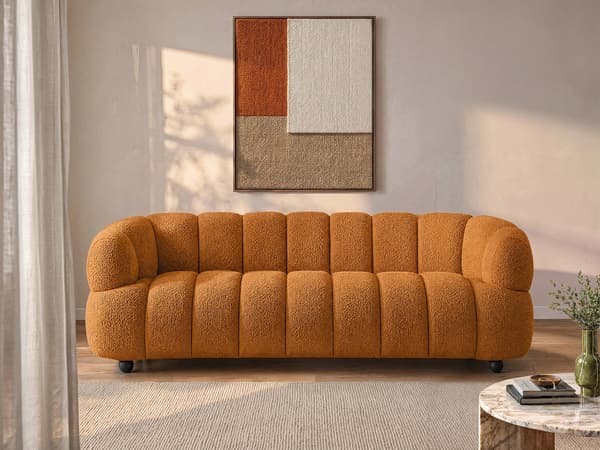 Vente-unique - Soffa 4 platser i bouclétyg - Terrakotta COLIANI