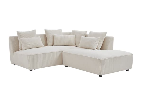 Vente-unique - Beige manchestervelvet högervänd hörnsoffa MECODI