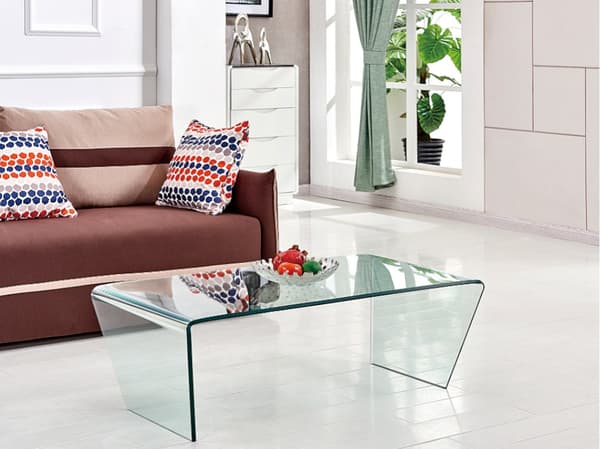 Vente-unique - Soffbord SUZANA - Böjt härdat glas