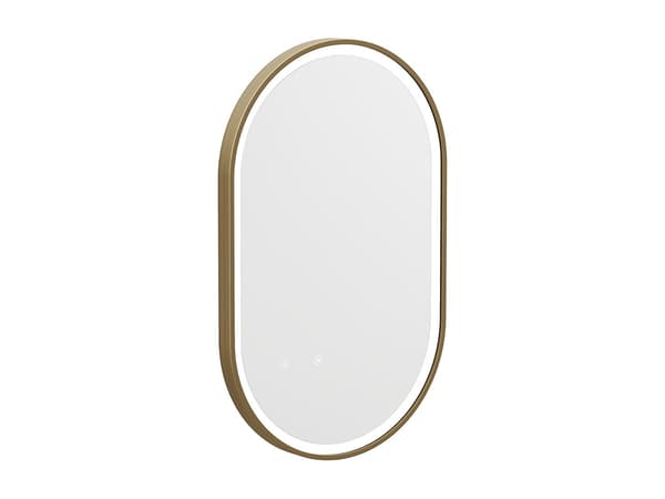 Vente-unique - Oval LED-badrumsspegel guldram imskydd 50 x 80 cm ALARICO