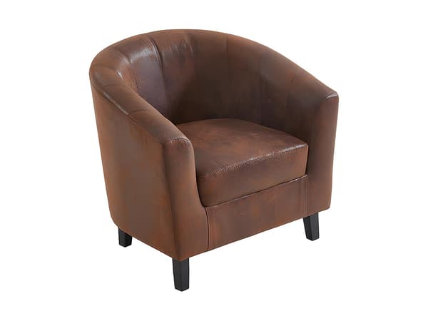 Vente-unique - Cabrioletfåtölj i brun åldrad mikrofiber CRISTOBAL II