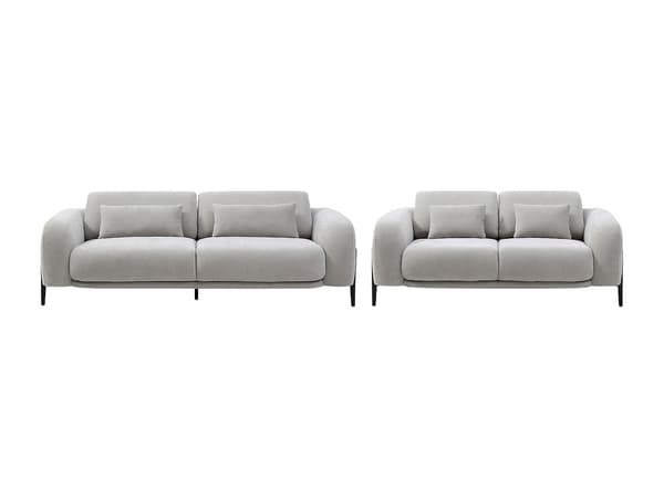 Vente-unique - ARAVIO 3-sits och 2-sits soffor med lutbart ryggstöd i ljusgrått tyg