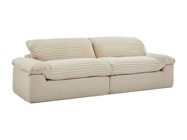 Vente-unique - Soffa med 4 platser i beige Sammet med Grova ribbor SOBOSA