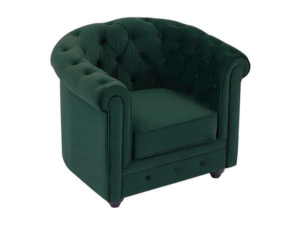 Vente-unique - Fåtölj CHESTERFIELD - Grön sammet