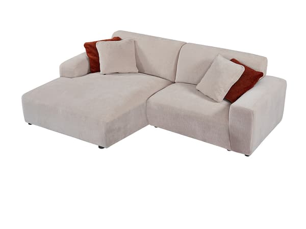 Vente-unique - Beige manchesterVänstervändvänd soffa TIRONO från Maison Céphy