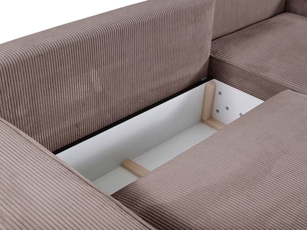Vente-unique - Högervänd bäddsoffa i ljuslila manchester AMELIA