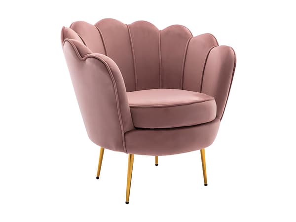 Vente-unique - Snäckformad fåtölj i rosa sammet DANDELION