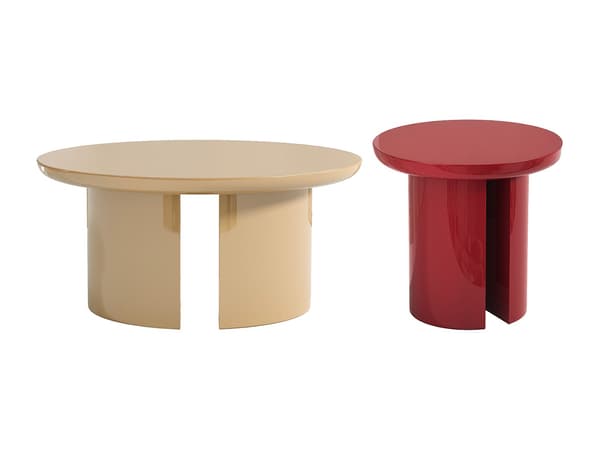 Vente-unique - Set med 2 soffbord i MDF - Beige och röd lackerad - DERLALI